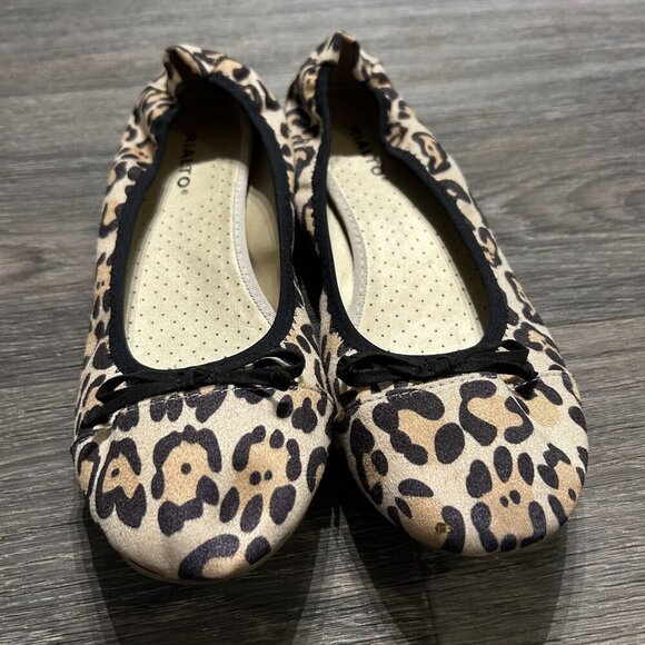 Rialto Sunnyside II Size 9 Ballet Flats Leopard Animal Print Shoes Bow Neutral - Picture 2 of 8